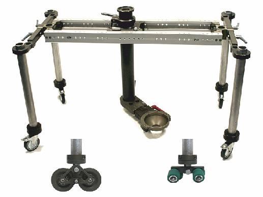 The track & studio wheel adapter for Scaffold tubes provides any easy way to achieve more mobility