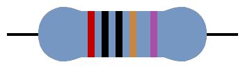 Abbildung 28: 20 Ω 0,% - rot, schwarz, schwarz, gold, violett Einige Widerstände lassen sich auch schon anhand der unterschiedlichen Stückzahlen erkennen.