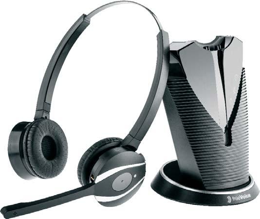 Intuitive Call-Control-Tasten am Headset Noise-Cancelling-Mikrofon Umfassender Gehörschutz Drahtlose Reichweite bis zu 100 Meter Bis zu 8 Stunden Gesprächszeit Konferenz-Modus mit
