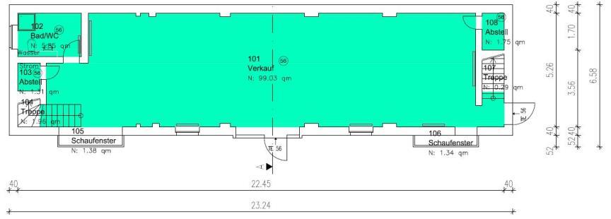 32, 10117 Berlin Eventlocation im Zentrum des Innenhofes 112 m² im EG und 72 m² OG Rechteckiger Grundriss mit offener Decke, Kammern und