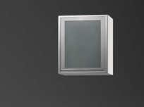 Oberschrank mit Glastür mit Rahmen in Alu-Optik [mit wertigem Stangengriff und weißem ] statt des geschlossenen Oberschranks O506-9 aus Ihrem