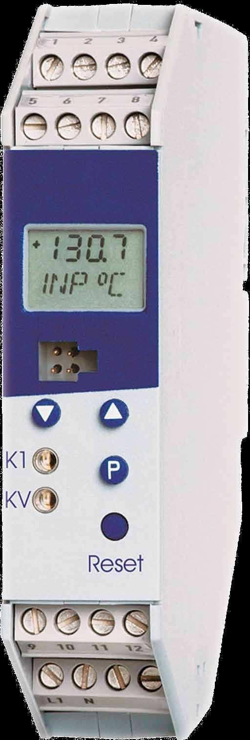 Temperaturfühler mit flexiblem Schutzschlauch Ein Binärausgang (DC 24 V / 20 ma) kann bei einer einstellbaren Temperatur vor Erreichen des Grenzwertes ein Voralarmsignal ausgeben.