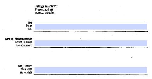 Schreiben Sie hier Ihre Adresse rein. Wo Sie gerade wohnen. In die 1. Zeile: Den Ort. In die 2.