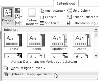 Designs selbst zusammenstellen Aktivieren Sie im Dokument die gewünschten Designschriftarten, Designfarben und Designeffekte. 1 Register Seitenlayout öffnen Beispieldatei: Kunst.