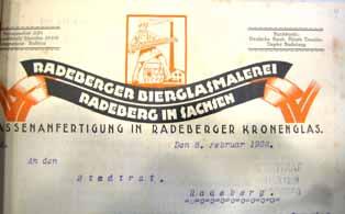 2008-1/302 Schutzmarke der Sächsischen Glasfabrik für Pressglas eine Krone mit SG den Werbeslogan Massenanfertigung in Radeberger Kronenglas zu verwenden.