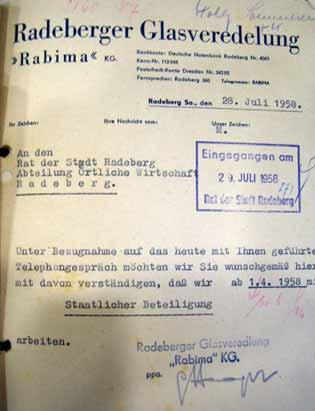 Crienitz. 1962 wurde dafür als Gesellschafter der VEB Beleuchtungsglaswerk Radeberg eingesetzt (Kommanditist).