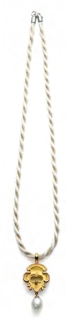 Marie Antoinette klein / small Collier / Necklace vergoldet / Gold plated 18 Kt Tropfen, weiß Fresh water cultured pearl