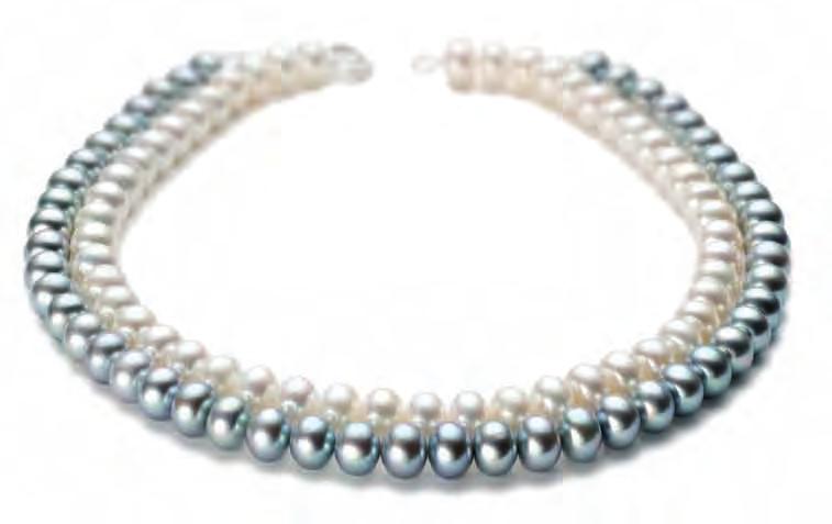 Diva Diva Collier / Necklace Fresh water cultured pearl Modul ~ 10-11 Button ~ 42cm erhältlich in / available: weiß / white grau gefärbt / grey