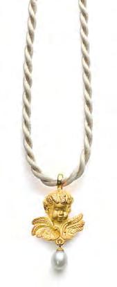 100788 mit Kordel beige / including cord necklace beige ~ 42 cm Engel klein / small