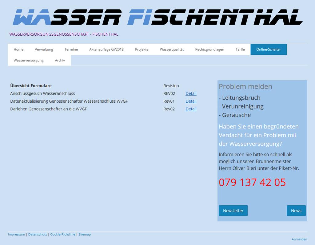 Homepage Online-Schalter
