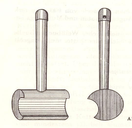 ) Fitt: Ein aus Holz gefertigtes Werkzeug um stärkeres Natur- bzw.