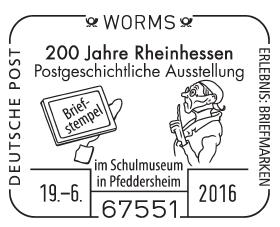 Liebe Leserinnen und Leser, mit einem Gruß von der Postgeschichte-Ausstellung 200 Jahre Rheinhessen in Pfeddersheim erhalten Sie die aktuelle Ausgabe der Wormser Sammlerpost.
