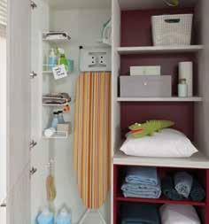 The laundry is washed and ironed in the utility room and there is no lack of storage space for supplies, the