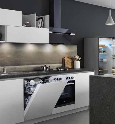 //An impressive appearance: the kitchen island in a rock grey stone look with its spacious drawers and elegant recessed grips provides an enormous amount of storage space and not only looks