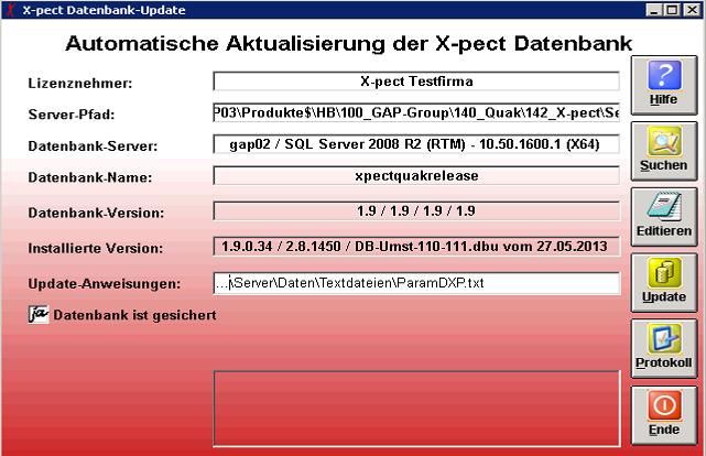 Nach Auswahl der Textdatei setzen Sie den Haken, dass Sie die Datenbank gesichert haben und starten Sie über den Button "Update" die Aktualisierung der Datenbank.