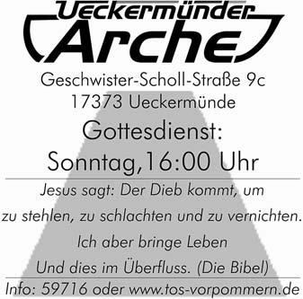 Nr. 05/14 Kirchliche Nachrichten Evangelische Kirchengemeinde Ueckermünde-Liepgarten Zu allen Gottesdiensten und kirchlichen Veranstaltungen sind Sie sehr herzlich eingeladen!