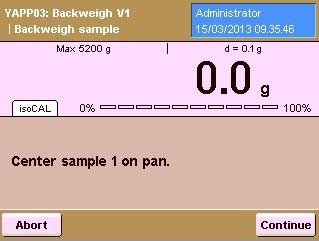 After selecting the sample number, you are prompted to place the corresponding sample on
