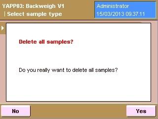 a FTP server (in CSV format). By pressing Next, the next sample can be backweighed.