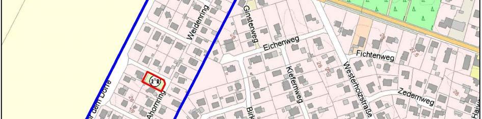 Er umfasst Flächen am Westrand der Ortslage von Buchholz auf der Südseite der Schwarmstedter Straße (B 214).