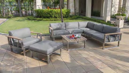 Belvedere Lounge Perfekt für den Outdoorbereich: Die Lounge aus Edelstahl mit hochwertigen Kissen Gewebe, grey oder medium grey fabric, grey or medium grey Edelstahlrahmen stainless steel frame