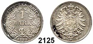 R E I C H S M Ü N Z E N 97 Kleinmünzen 2118 5 20 Pfennig 1873 bis 1876. LOT 56 Stück (viele verschiedene).... Schön bis sehr schön 200,- 2119 6 20 Pfennig 1887 A, E, F, G, J; 1888 A, D, E, F, J.