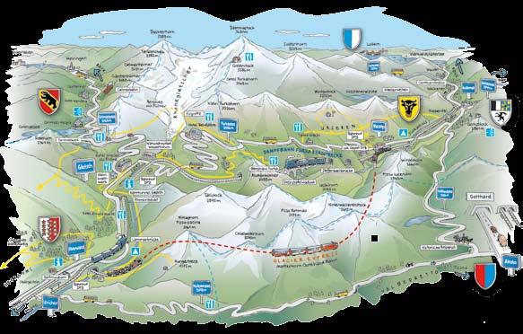 Steckbrief Furka-Dampfbahn Übersichtskarte «Furka-Panorama» 3 Die Furka-Bergstrecke wurde bis Oktober 1981 von Zügen der Furka-Oberalp- Bahn und des Glacier-Express befahren.