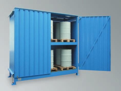 Ausführungsvarianten der Wasserschutz-Fachcontainer: Abschließbare Flügel- oder Schiebetore Mit natürlicher Belüftung