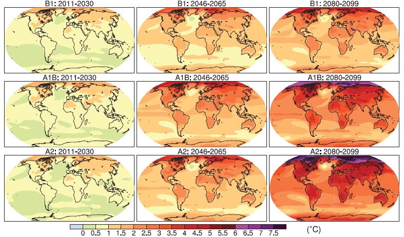 Globale Klimaszenarien Globale Muster des Temperaturanstiegs