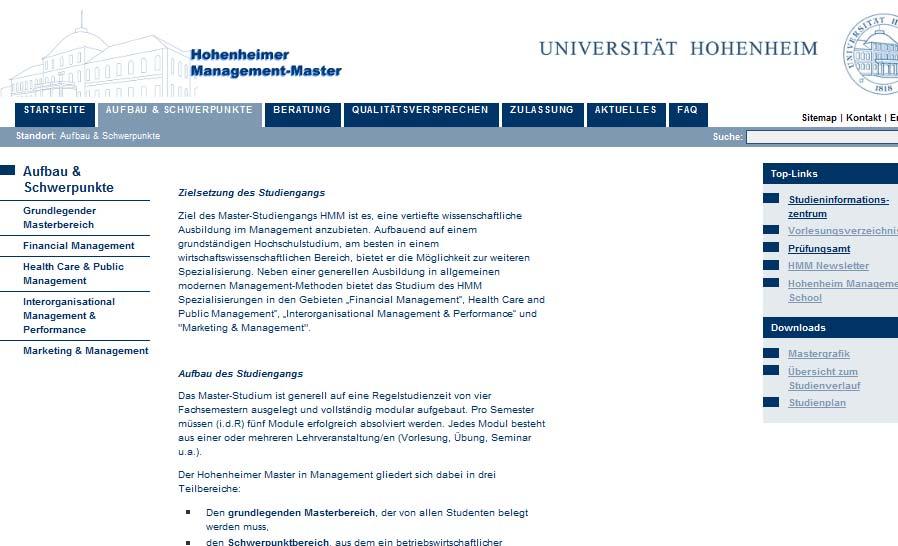 Website des HMM Alle Informationen zum Hohenheimer