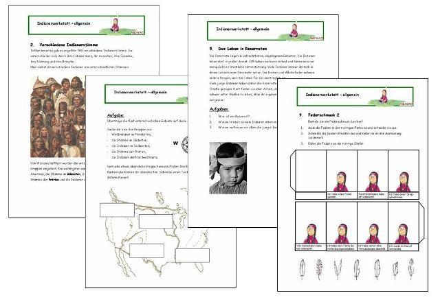 Indianer der Prärie und Plains Die Indianer der Prärie und Plains Lesetext, stumme Karte beschriften, Fragen beantworten Der Stamm der Schwarzfüße Lesetext, Indianergesichter farbig nach bestimmten