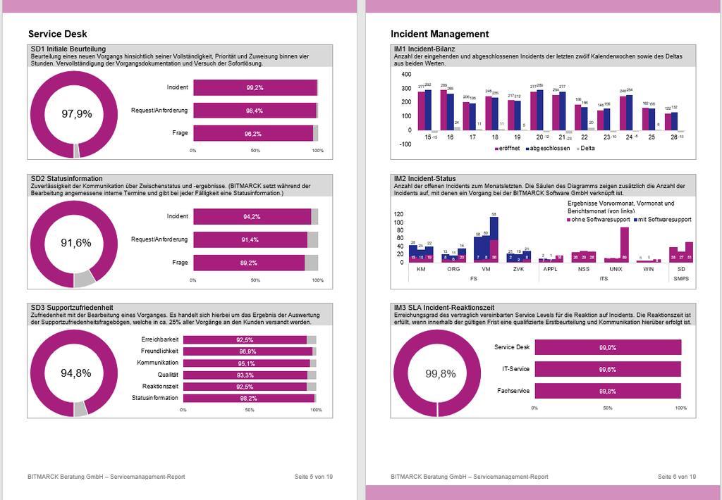 Service Reporting Funktion Aufbau eines zentralen Data Warehouse Zentrale Stelle für Service Reporting bei der BITMARK Beratung GmbH, um die internen und externen Reports zu standardisieren,