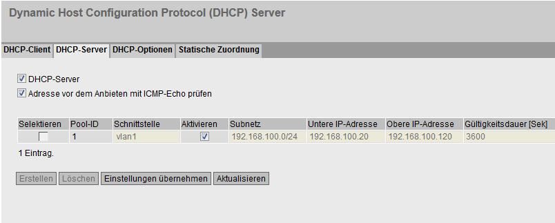 SCALANCE M-800 als DHCP Server 2.1 Dynamische IP-Adressvergabe projektieren 3. Tragen Sie bei "Subnetz" den Netzadressbereich.