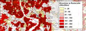 Umschätzung der Bevölkerungsverteilung > Bevölkerungsdaten der Gemeinden > Ableitung von Siedlungsdichten aus Geobasisdaten >