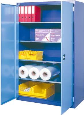 two keys) Housing load capacity 500 kg with an evenly distributed load 100 kg load capacity per shelf 4 shelves galvanised For hinged-door cabinets with viewing