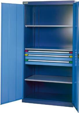 Heavy-duty cabinet Height 1950 width 1100 depth 620 mm NCS S 4040-R70 B NCS S 1060-R80 B A 82.852.000 1121. Full sheet steel doors with rotary handle security lock (incl.