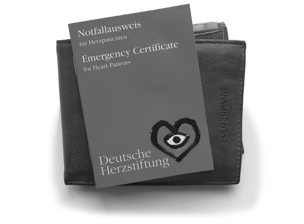 Notfallausweis - der Lebensretter im Geldbeutel ein Service der Deutschen Herzstiftung Bei Herznotfällen zählt jede Minute.