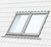 Zwillings-Eindeckrahmen für welliges und flaches Dachmaterial, 2 Fenster nebeneinander Zwillings-Eindeckrahmen EBW/EBS Standard Einbau Für den Standard Einbau EBW: für welliges Dachmaterial von 16