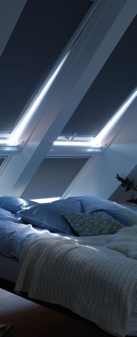 VELUX Verdunkelungsrollos Produktvorteile Perfekte Verdunkelung Verbesserte Wärmedämmung Scheibenseitige Beschichtung Dekorativer Sichtschutz Stufenlos positionierbar NEU: Fernbedienbare