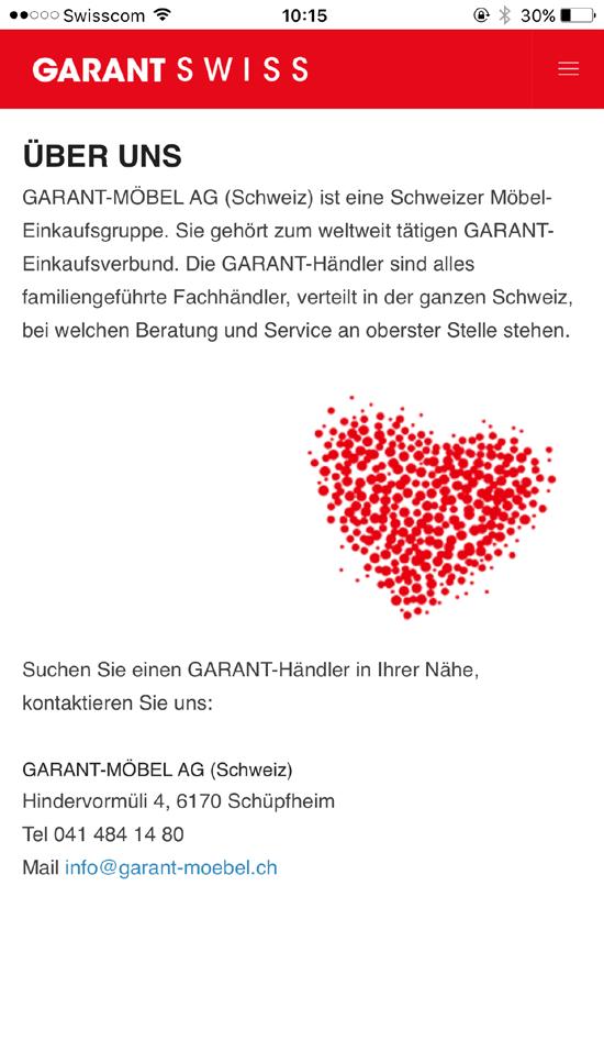 ÜBER UNS Hier finden Sie einen kurzen Beschrieb zur GARANT-MÖBEL AG (Schweiz)