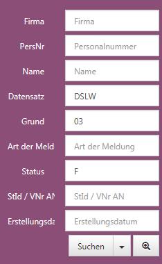 Datensatz finden In der Suchmaske über die Eingabe von Kriterien kann der Datensatz gefunden werden.