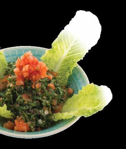 hausgemachte Falafel, Taboulé Salat, Motabel Betenjan, Lammspieß und Kubbeh Unsere Salate Fatoush (A) 5,90 Libanesischer Salat mit frischer Minze und gebratenem Fladenbrot Taboulé (A) 6,90
