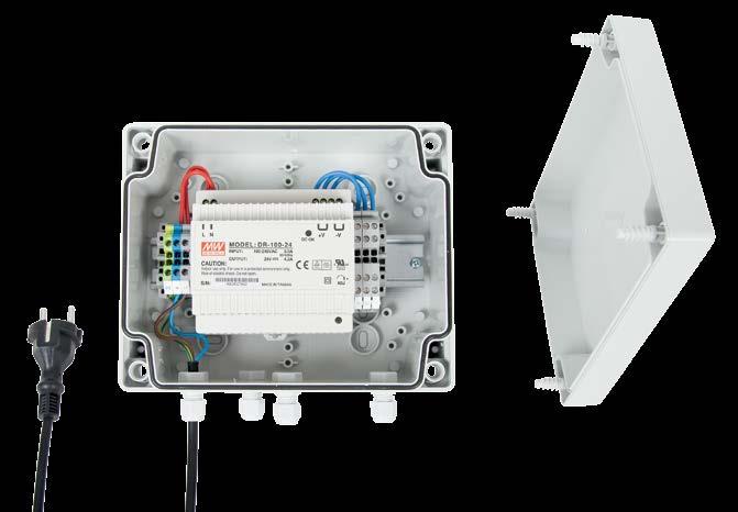 Zubehör Stromversorgungsbox AL-PS-S für Systemarbeitsplatzleuchten Stromversorgungsboxen der Serie AL-PS-S erleichtern die Integration der Beleuchtung von Systemarbeitsplätzen mit 24 V