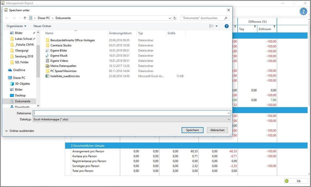 S e i t e 12 6 Managementbericht exportieren Mit diesem Button kann der aktuell generierte Managementbericht als Excel-Datei exportiert und abgespeichert