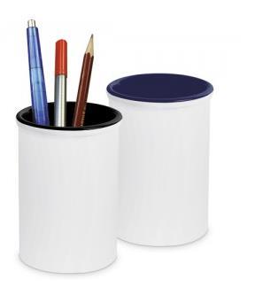 Massiver Keramikbecher, ORCA Verwendbar als Stiftebecher, Blumenvase oder für Tischabfälle Nach außen gewölbter Rand Innen farbig, außen weiß