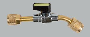 CA-¼ SAE-Y yellow gelb 4493738 CA-¼ SAE-45 Valve in connection with charging hoses, male connection ¼ SAE, female connection ¼ SAE, 45 connection with loose nut and core depressor Designation