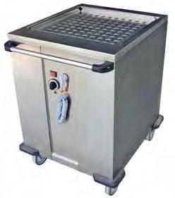 130,00 Plate dispenser, electric - heated made of stainless steel, power: 2 x 750 W / 220 V with 4 castors Ø 125 mm (with brakes) 2 plastic-lids included dimension: 890 x 460 x 900