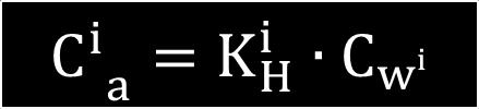 Bestandteils i im Verhältnis zum Wasservolumen der Probe K H i Henry-Konstante ohne Dimension Lineares Verhältnis zwischen der