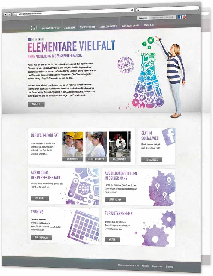 Erleben Sie das Schülerportal www.elementare-vielfalt.de Zentrales Element der Ausbildungskampagne ist das Schülerportal im Internet.