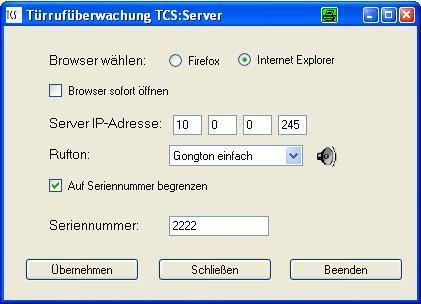Um bei einem Türruf automatisch ein Browserfenster zu öffnen, aktivieren Sie die Checkbox Browser sofort öffnen. Wichtiger Hinweis: Die Anzahl der gleichzeitig geöffneten Browserfenster ist begrenzt.