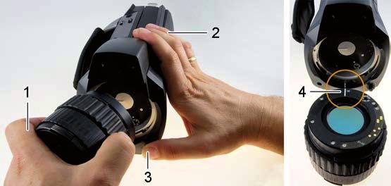 5 Erste Schritte 5.2.8. Objektiv wechseln Es können nur Objektive verwendet werden, die mit der jeweiligen Kamera abgeglichen wurden.